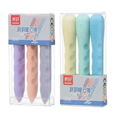 Ластик Qihao, фигурный, серия "Цветные мелки", в пластиковой упаковке, 3 шти в наборе