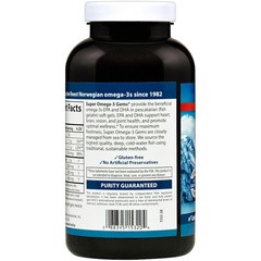Carlson Labs, Norwegian, Super Omega-3 Gems, 180 мягких желатиновых капсул