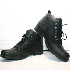 Зимние мужские ботинки на цигейке Luciano Bellini 6057-58K Black Leathers & Nubuk.
