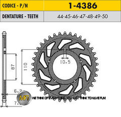 Звезда Задняя Ведомая Sunstar 1-4386-46 JTR807 GSF 400 RF 400 SV650