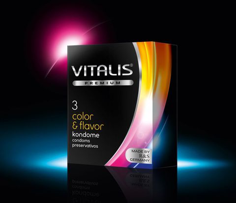 Цветные ароматизированные презервативы VITALIS PREMIUM color & flavor - 3 шт. - Vitalis VITALIS VITALIS PREMIUM №3 color & flavor