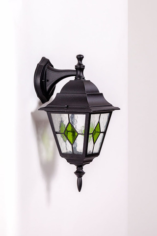 Светильник настенный вниз Quadro Led glass Green черный (B)