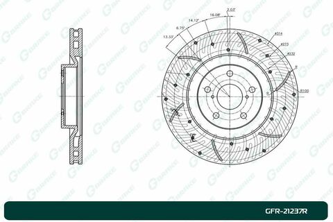 Диск тормозной перфорированный вентилируемый G-brake GFR-21237R правый