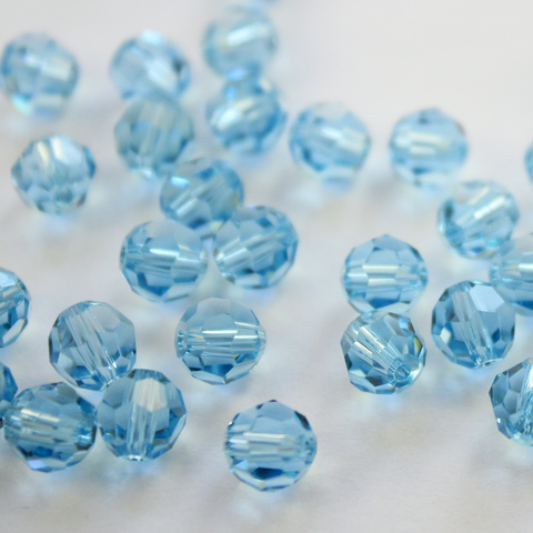 5000 Бусина - шарик с огранкой Сваровски Aquamarine 6 мм