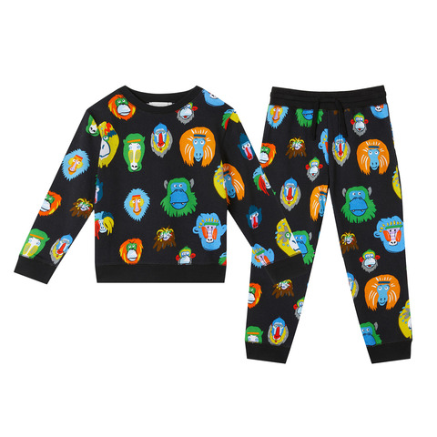 Свитшот и Брюки Stella McCartney Kids Monkey Family Black