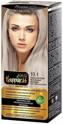 Hair Happiness Крем-краска для волос аммиачная №10.1 светлый пепельный блондин Белита-М