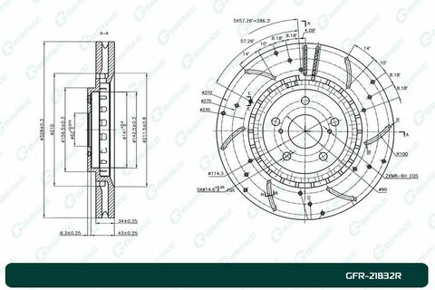 Диск тормозной перфорированный вентилируемый G-brake GFR-21832R правый