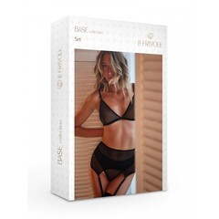 Базовый комплект из бюстгалтера, стрингов и широкого пояса для чулок (Base) (S/M)