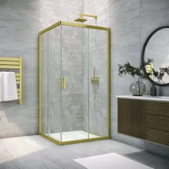 Vegas Glass ZA NOVO h2000 100 03 01 Душевой уголок, профиль золото матовое, стекло прозрачное фото
