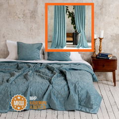 Готовые шторы и покрывало ДЕККО (арт. BL10-401-03) - бирюзовые