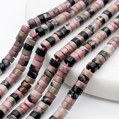 Родонит бусины, рондель, размер около 2,2*4,3 мм, цена за отрезок 19 см (1/2 нити)