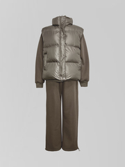 Спортивный костюм-тройка 23367 из зип-кофты, прямых штанов на кулиске и жилета