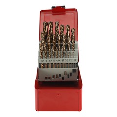 Набор сверл по металлу 1-13мм 25шт DIN338 HSSE-Co5 135° LH-Левые (мет. кейс) H-Tools 215215LiHT