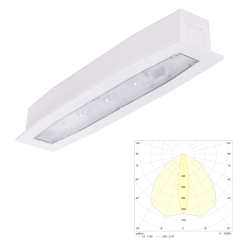 Аварийный светильник встраиваемый в потолок для освещения путей эвакуации Suprema LED SCH PT IP54 Intelight – внешний вид