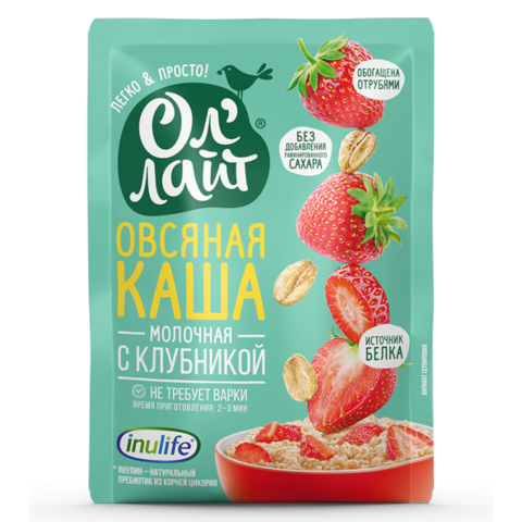 Молочная овсяная каша с клубникой 'Ол'лайт', 240г 🔸 6 шт х 40г