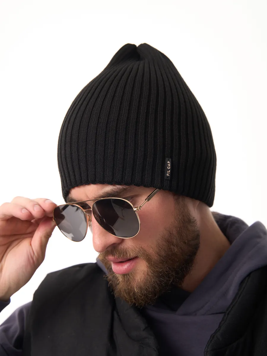 Шапка осенняя бини вязаная зима