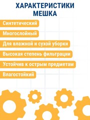 Мешки ПРАКТИКА для пылесосов FUBAG, REDVERG, STATUS и др., до 32л, синтетика уп. 2шт. (792-407)