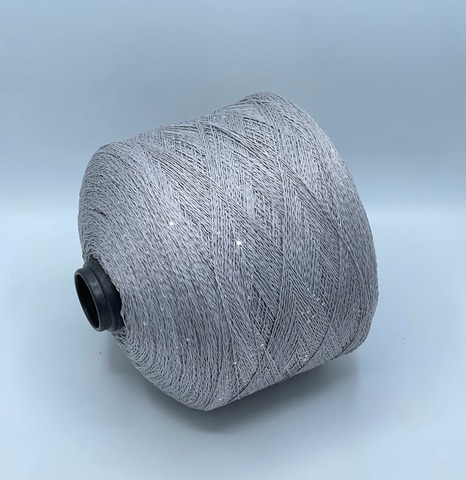 Бобинная пряжа, Linette Pailletes, 450м, 80% Лен, 20% Полиэстер(пайетка), Серый+пайетка. 39384