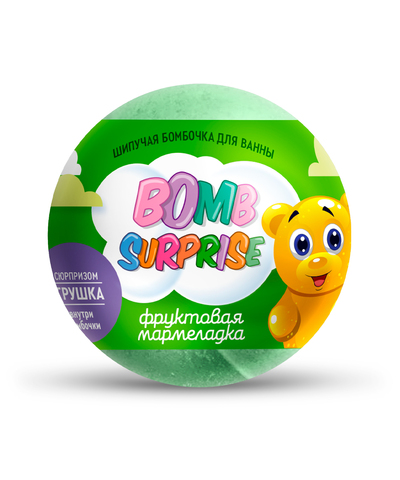 ФИТО Bomb Surprise Шипучая бомбочка для ванны с игрушкой в коробке Фруктовая мармеладка (Малыш-панда