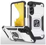 Противоударный чехол Strong Armour Case с кольцом для Samsung Galaxy S23 (Серебро)