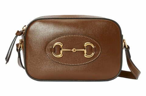 Маленькая женская сумка на плечо Gucci Horsebit 1955 коричневый