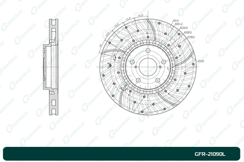 Диск тормозной перфорированный вентилируемый G-brake GFR-21090L левый