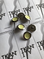 Пуговица пластиковая на ножке (имитация металла) (Пластик, 25, Металлический серебристый ободок/лимонная сердцевинка)