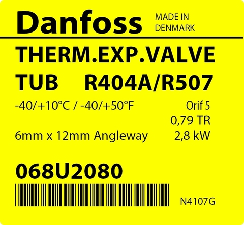 Терморегулирующий клапан Danfoss TUB 068U2080 (R404A/R507, без МОР) угловой
