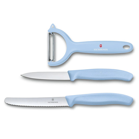 Набор Victorinox Swiss Classic Trend Colors Paring Knife Set with Tomato and Kiwi Peeler (6.7116.33L22) цвет светло-голубой | Wenger-Victorinox.Ru