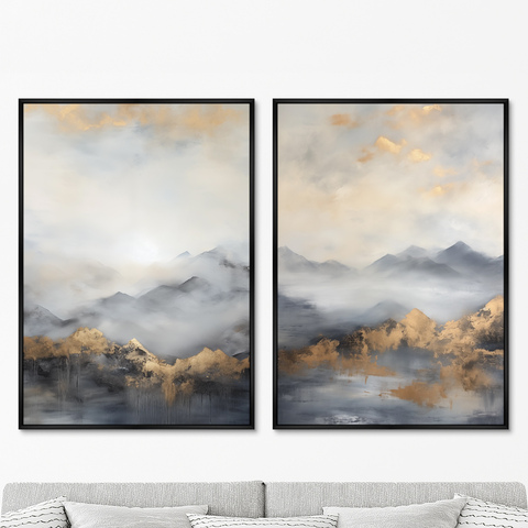 ArtNoMore - Набор из 2-х репродукций картин на холсте Landscape collection, Mountain peaks, 2024г.