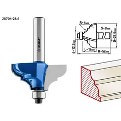 ЗУБР 28.6 x 12 мм, радиус 4 мм, фреза кромочная калевочная №2, Профессионал (28704-28.6)