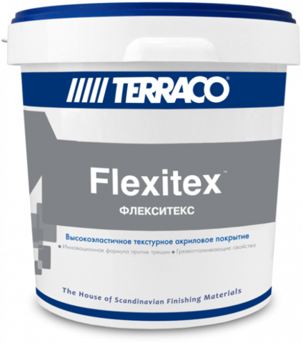 Terraco Flexitex/Террако Флекситекс текстурное суперэластичное покрытие на акриловой основе с очень низким профилем