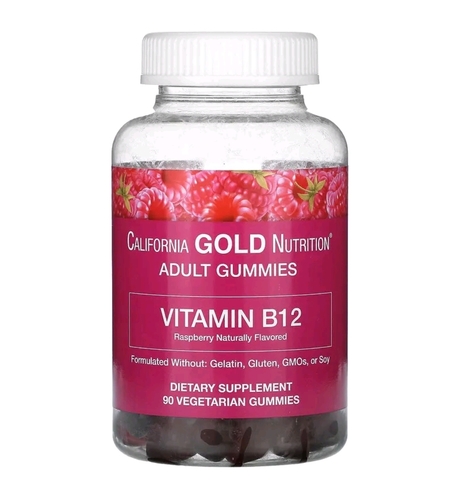 California gold nutrition, жевательный витамин B12, с натуральным малиновым вкусом, без желатина, 3000 мкг, 90 жевательных таблеток (1500 мкг в 1 таблетке)