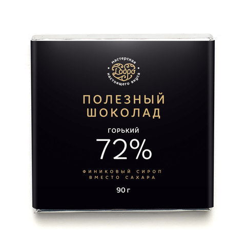 Добро Шоколад Горький, 72% какао на пекмезе (классический), 90 гр.