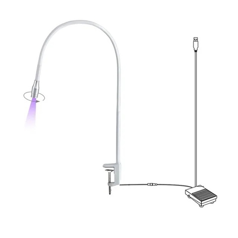 Лампа для LED-наращ. с регулир. лучом и сменной головой на струбцине, 5 Вт белая