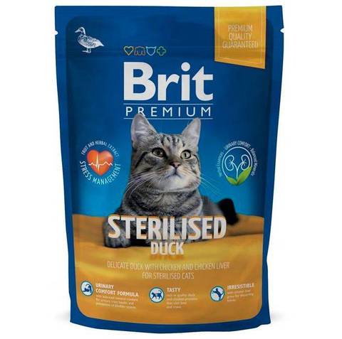 Brit Premium Cat Sterilised сухой корм для стерил. кошек (утка, курица и куриная печень) 1,5кг