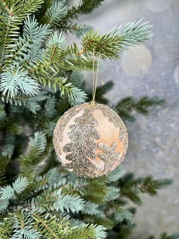 Шар 10см ChristmasDeLuxe premium collection бежевый/серебряный