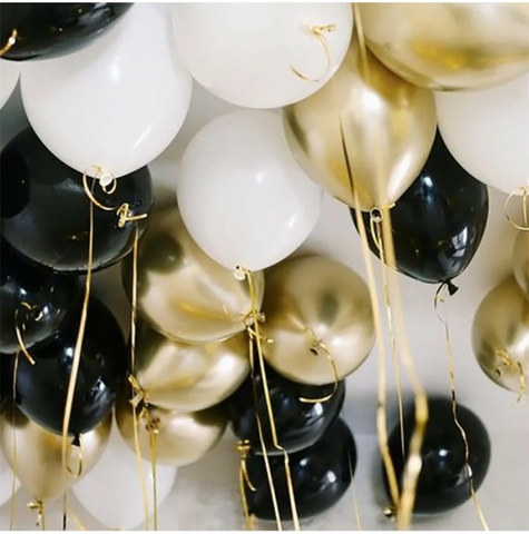 Воздушные шары под потолок: белый, черный, золото в новосибирске от Wonderball-project