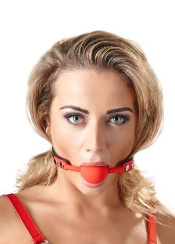 Силиконовый кляп-шар на чёрных ремешках Red Gag silicone - Orion Bad Kitty 24918693001