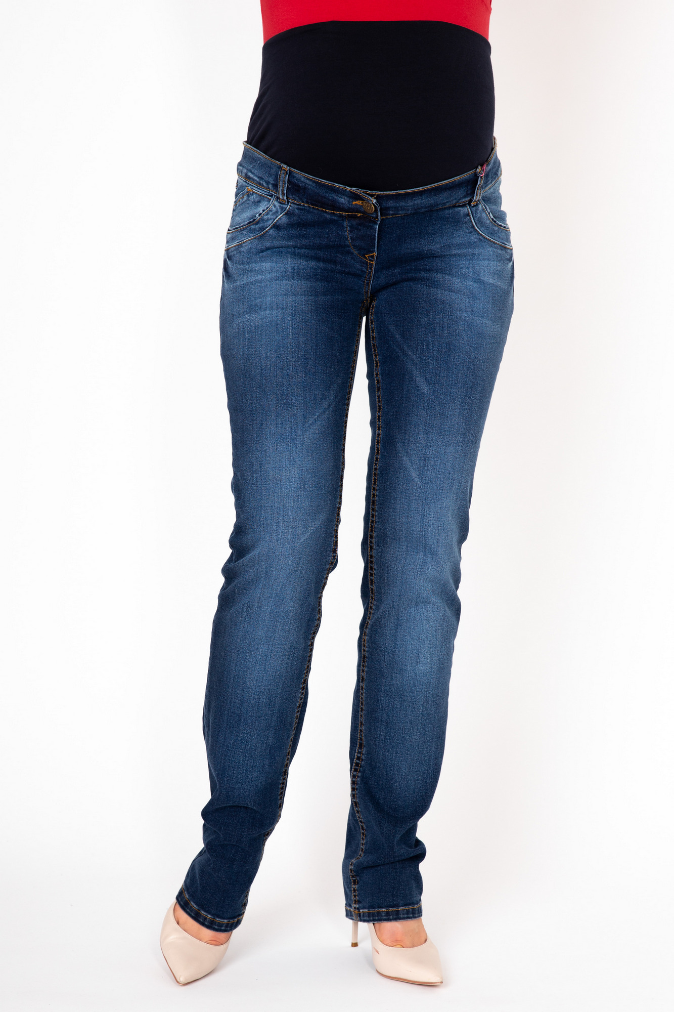 Фото джинсы для беременных MAMA`S FANTASY, прямые, средняя посадка, вставка от магазина СкороМама, синий, размеры.