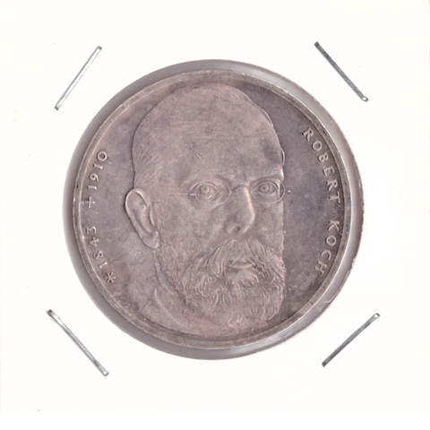 10 марок 1993 год (J) 150 лет со дня рождения Роберта Коха, Германия. XF-AU