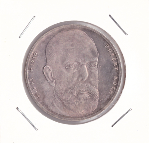 10 марок 1993 год (J) 150 лет со дня рождения Роберта Коха, Германия. XF-AU