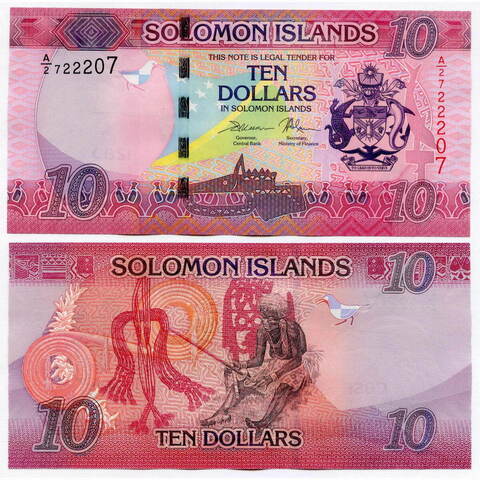 Банкнота Соломоновы Острова 10 долларов 2017 год A/2 722207. UNC