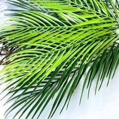 Пальма, искусственная зелень, цвет Зеленый и светло-зеленый, 6 крупных листьев, букет 50 см, 1 шт.