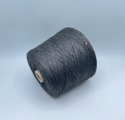 G&G Filati  (пр.Италия),art-Bellino, 390м/100гр, 100%Лен+пайетка(черная) , цвет-Битум, арт-34050