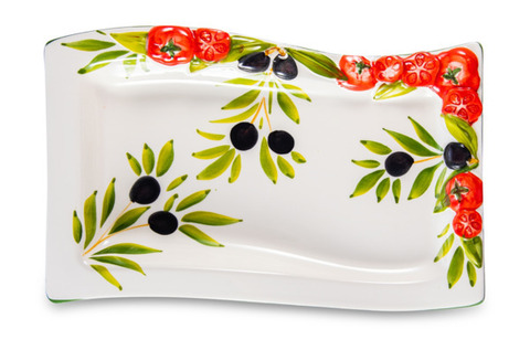 Блюдо с изгибом 25х12см Edelweiss Томаты и оливки