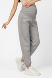 Утепленные брюки для беременных 15051 серый меланж