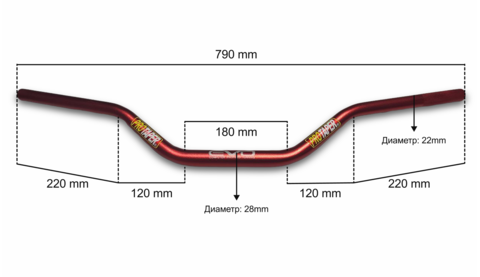 Алюминиевый руль PROTAPER EVO переменного сечения, красный