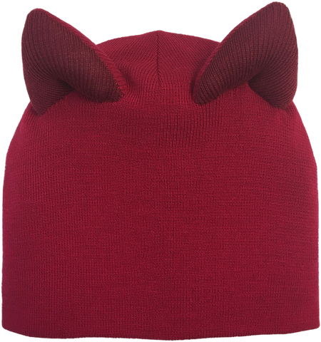 Темно-красная шапочка с ушками