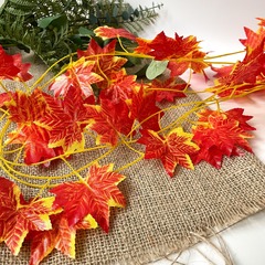 Кленовые листья, осенние искусственные, лиана 2,35 метра, листья около 6,5*7 см, набор 6 шт.